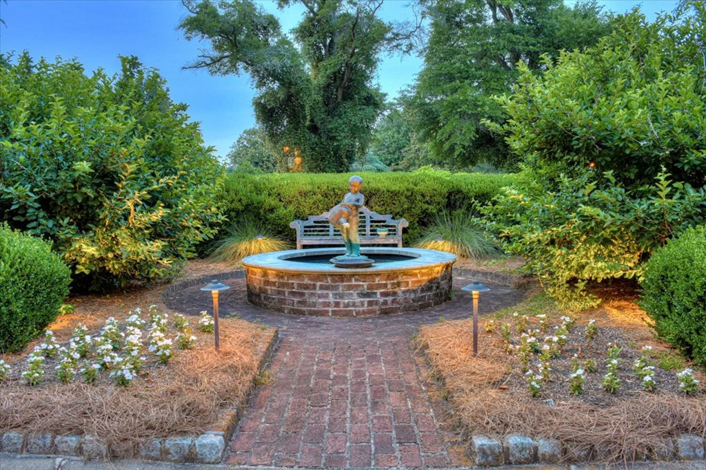 Fountain in front of the home
