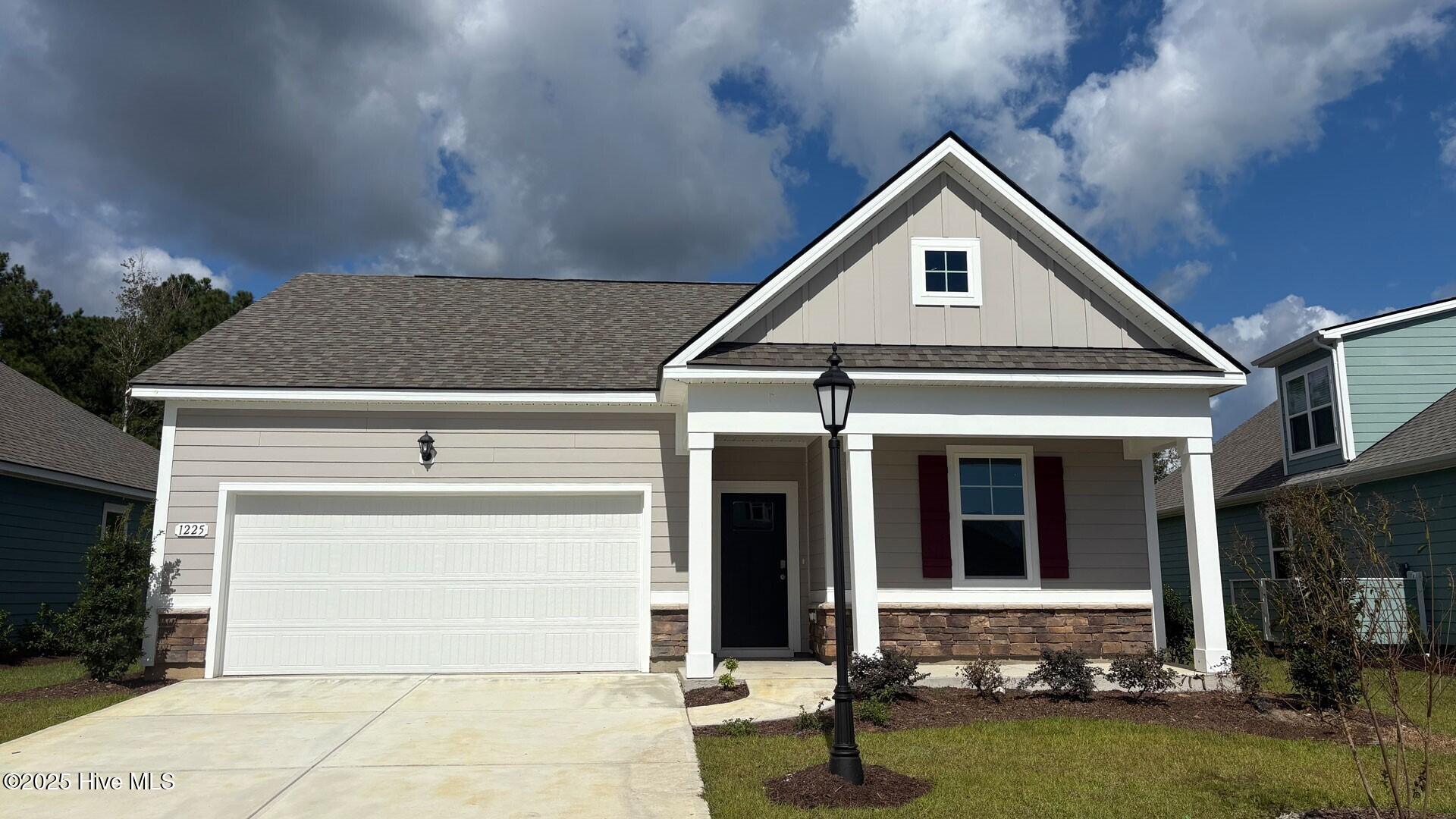 Welcome Brunswick Plantation!  A gated community with 24 hours security, 27 hole Championship Golf Course on site (membership not included), 11,000 sq. ft. amenity center with meeting and activity rooms, fitness center, two pools (salted indoor and outdoor), indoor catering kitchen, outdoor grilling area, walk to restaurants onsite, multiple tennis and pickle ball courts. Close to shopping and dining in Calabash and the Myrtle Beach area in SC. This thoughtfully designed one level home is one of our most popular floor plans! With an open concept living room, dining room and kitchen, this home is bright, spacious, and designed for entertaining guest or comfortably interacting with family. The kitchen features granite countertops, 36'' cabinets, a walk in corner pantry, stainless steel appliances, and island with breakfast bar! Your primary suite awaits off the back of the home with a spacious walk-in closet and master bath with double sinks, a linen closet and 5' shower. Three secondary bedrooms are at the front of the home providing separation from the primary suite. Enjoy the coastal air from the back porch as you wind down in the evening!  2 car garage with garage door opener. This is America's Smart Home! Each of our homes comes with an industry leading smart home technology package that will allow you to control the thermostat, front door light and lock, and video doorbell from your smartphone. Washer and dryer are included.*Photos are of a similar Cali home. Pictures, photographs, colors, features, and sizes are for illustration purposes only and will vary from the homes as built. Home and community information, including pricing, included features, terms, availability and amenities, are subject to change and prior sale at any time without notice or obligation. Square footage dimensions are approximate. Equal housing opportunity builder.