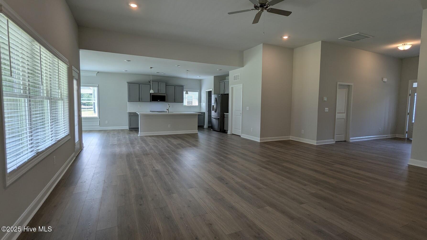 family room and entry way