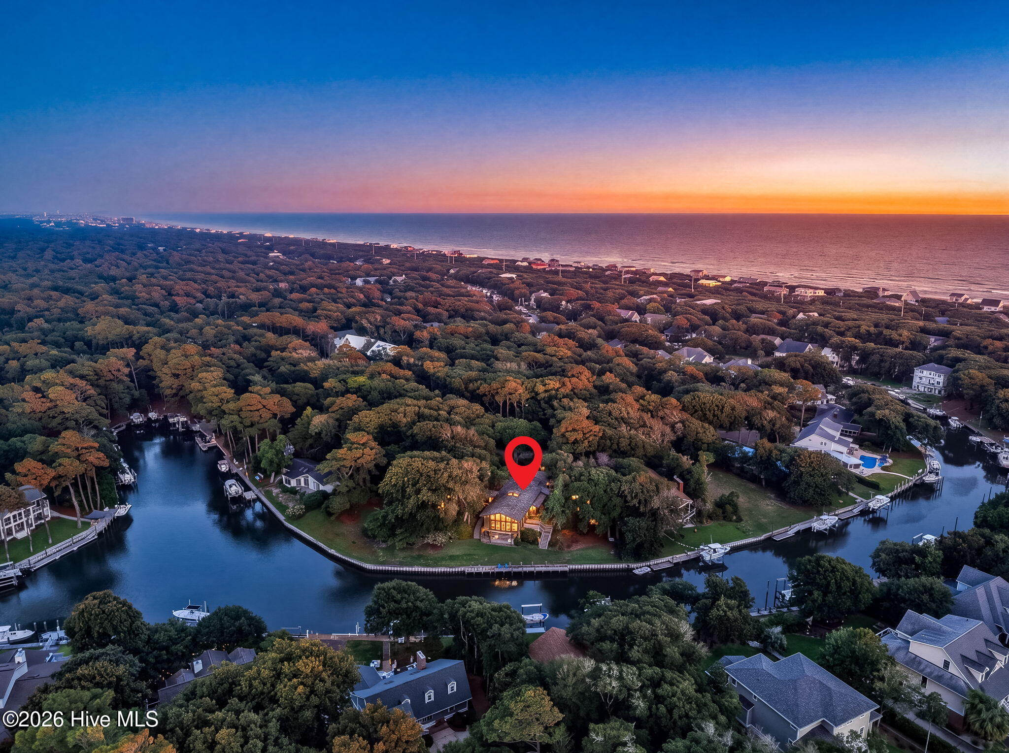 Twilight aerial with marker