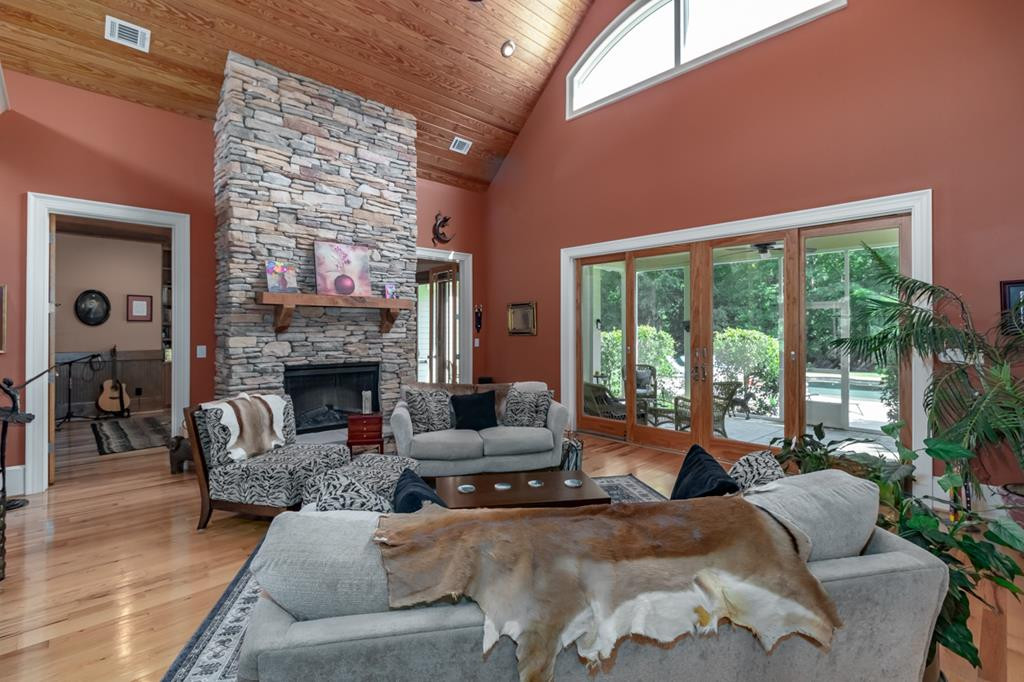 Great Room - Stacked Stone Electric Fireplace