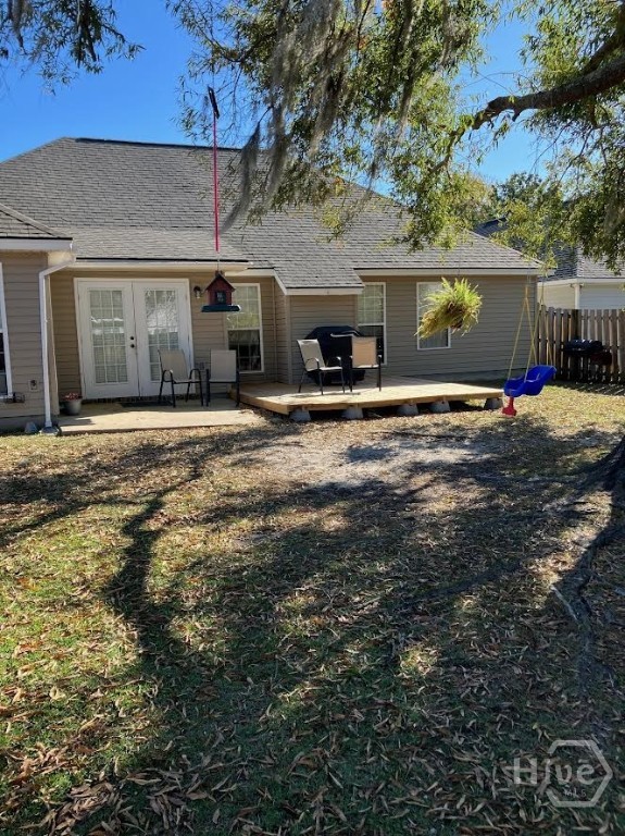 Back yard with extra decking