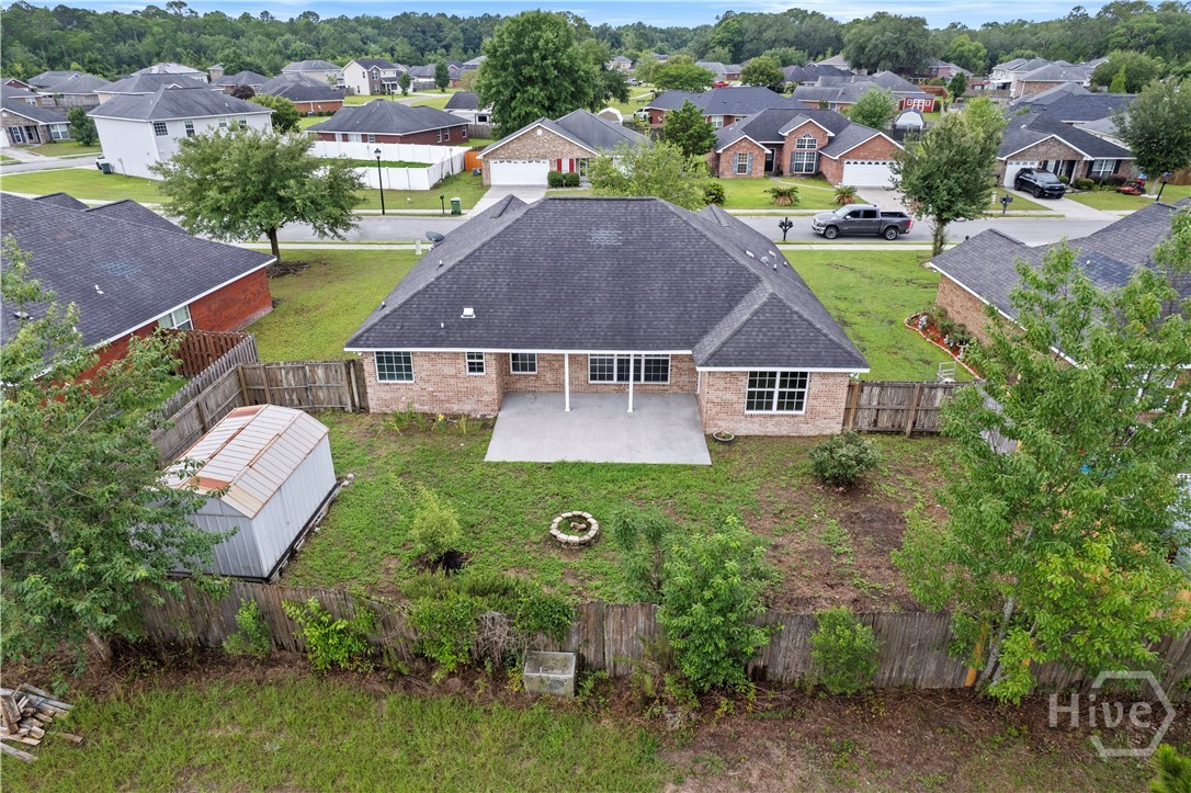 Aerial view of backyard