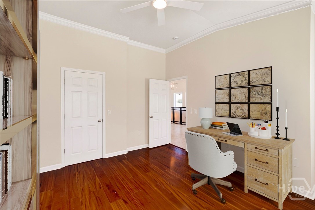 virtually staged guest room as home office