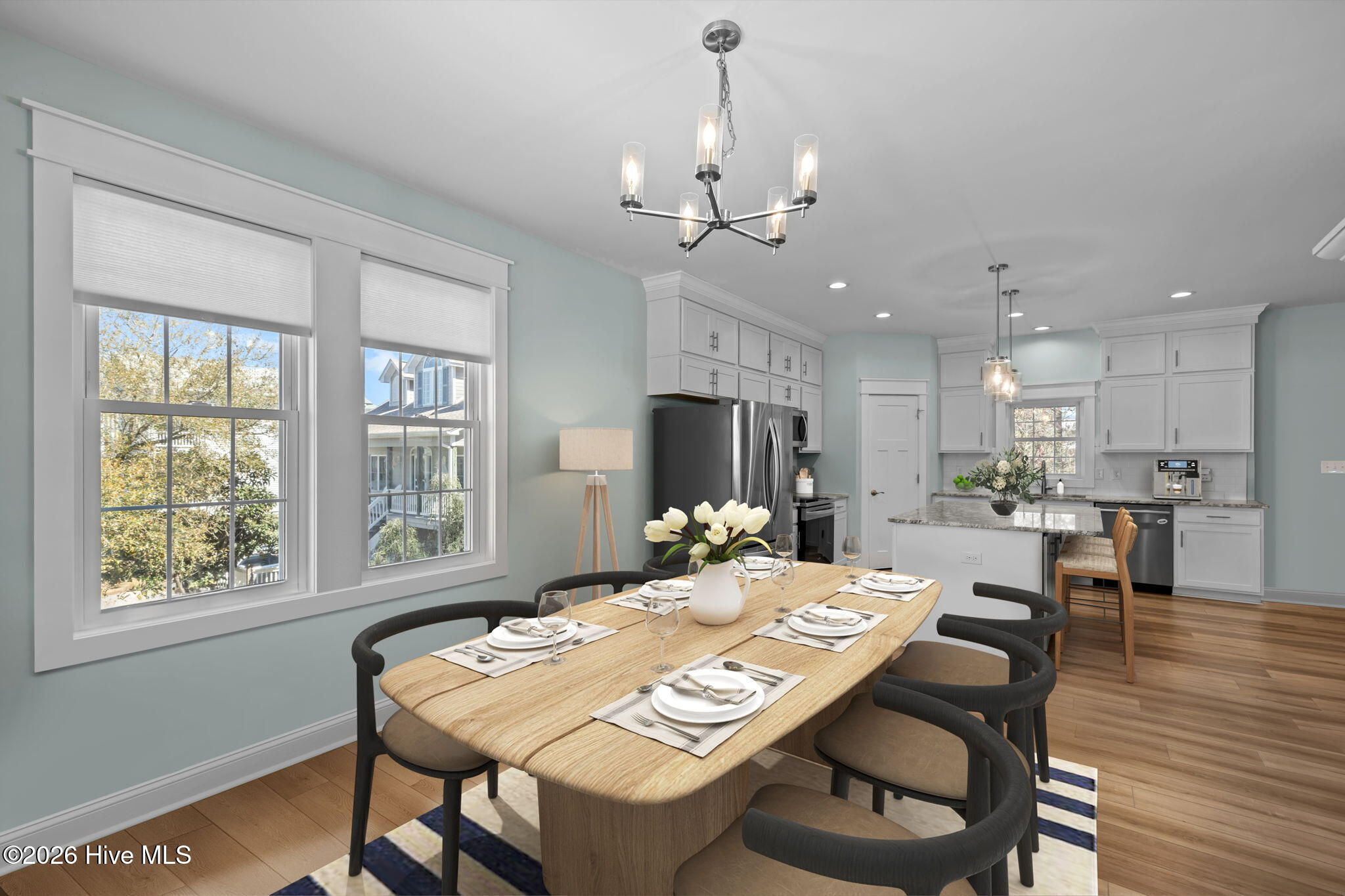 Stagged Dining area open to the kitchen