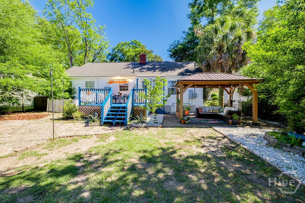 Deck and gazebo for ease of entertaining.