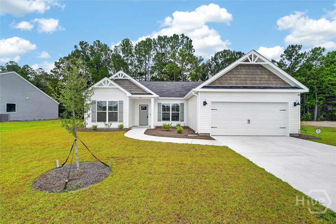 Welcome to this stunning brand-new 2025 ranch-style home featuring 4 bedrooms, 2 bathrooms, and a thoughtfully designed open-concept floor plan perfect for modern living. From the moment you step inside, you'll appreciate the luxury vinyl plank flooring, recessed lighting, and spacious layout that seamlessly connects the living, dining, and kitchen areas. A versatile flex space with elegant double glass doors offers the perfect setting for a home office, playroom, second living area, or study. The beautifully appointed kitchen is the heart of the home, showcasing granite countertops, stainless steel appliances, a large center island, and ample cabinet space for storage. The spacious primary suite provides a private retreat with a luxurious en-suite bathroom featuring dual vanities, a relaxing garden tub, separate shower, and an oversized walk-in closet. The secondary bathroom is equally impressive with dual vanities and a tub/shower combination. Every bedroom is equipped with ceiling fans for added comfort, and with everything brand new in this 2025 construction home, you'll enjoy peace of mind and modern finishes throughout. Don't miss the opportunity to own this move-in-ready home that perfectly blends style, functionality, and comfort.