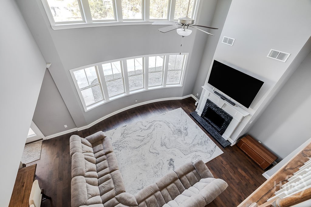 Catwalk view into living room