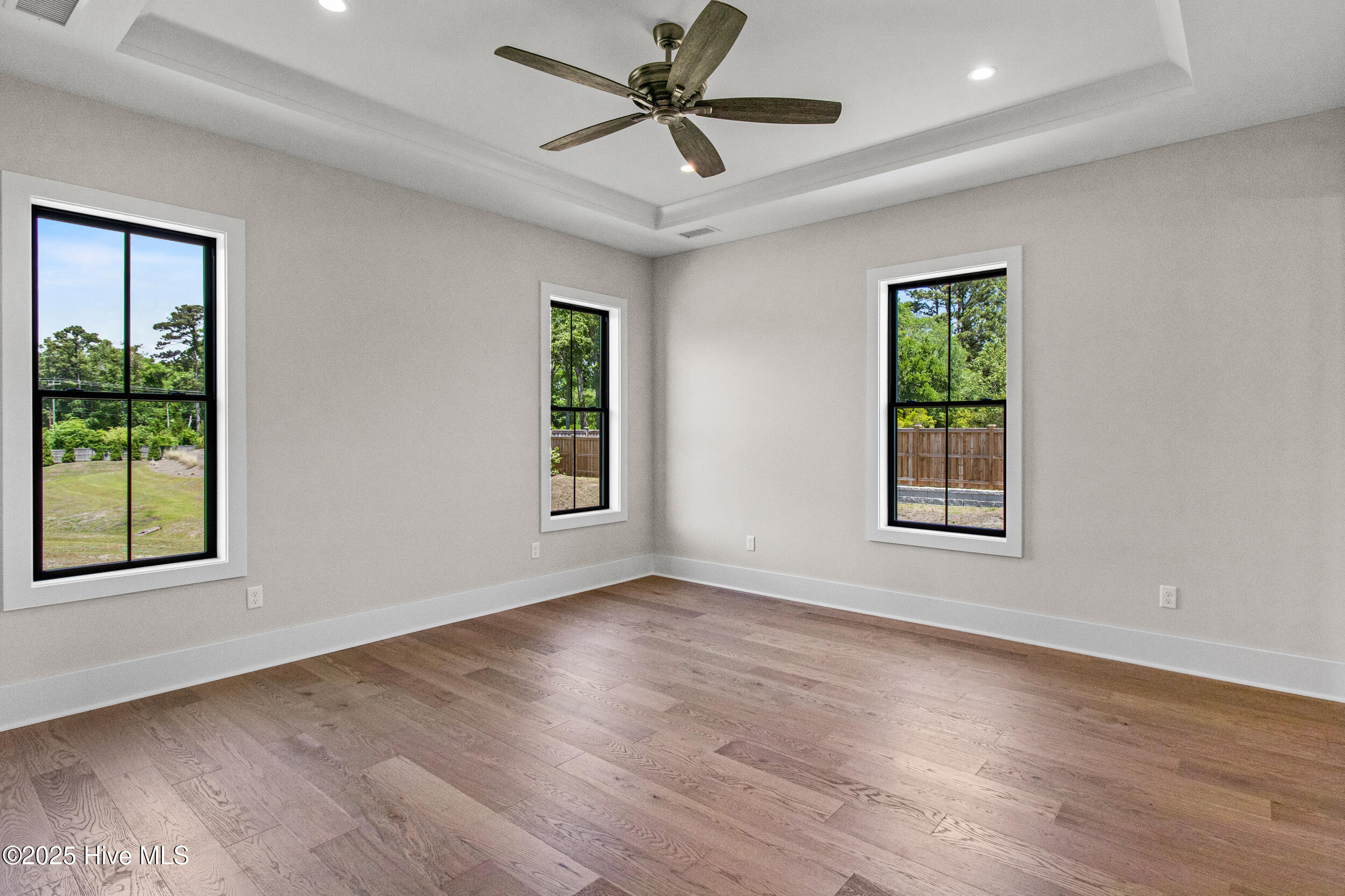 Primary bedroom - Black windows inside and outside for architectural interest