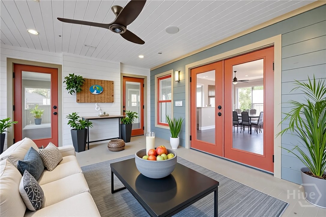 staged photo of back porch