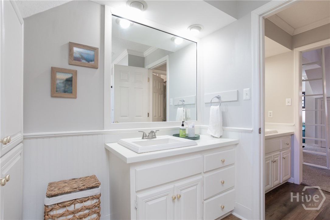 Upstairs primary suite bathroom double vanities