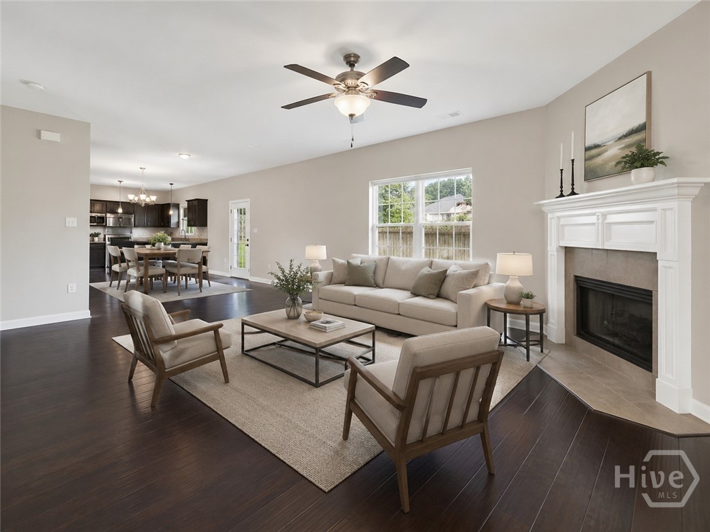 Virtually staged living room