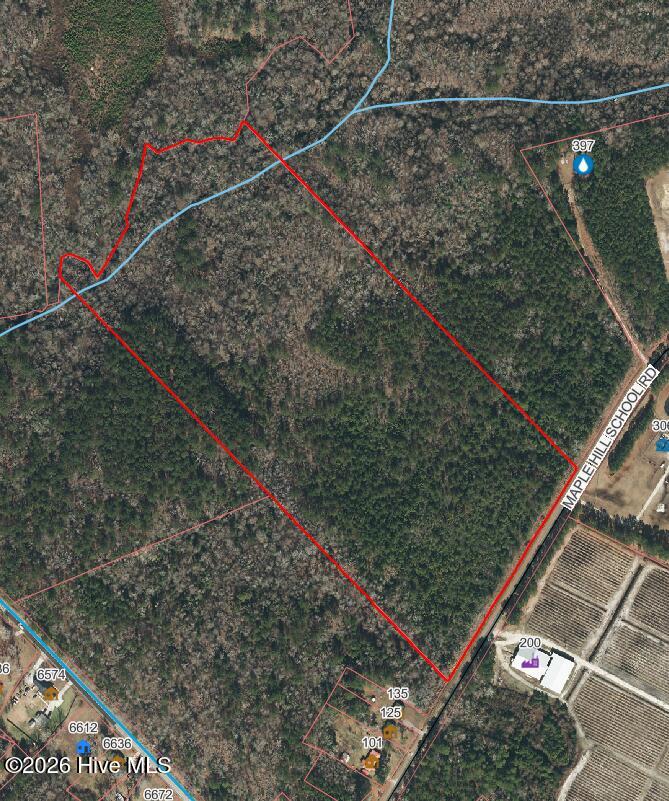 Exterior photo of 28ac Maple Hill School Road, Maple Hill, NC 28454. MLS: 100587911