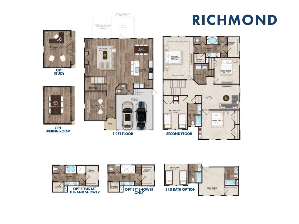 Rendering only. Plan orientation, colors, upgrades