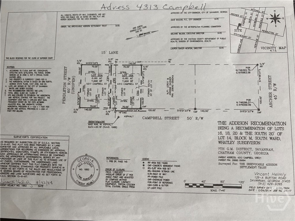 This is a illustration of the lot being divided but will be sold as one lot address 4313 Campbell St
