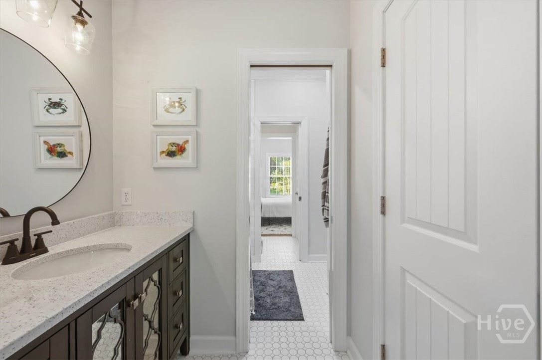 Separate vanity for bedroom two.