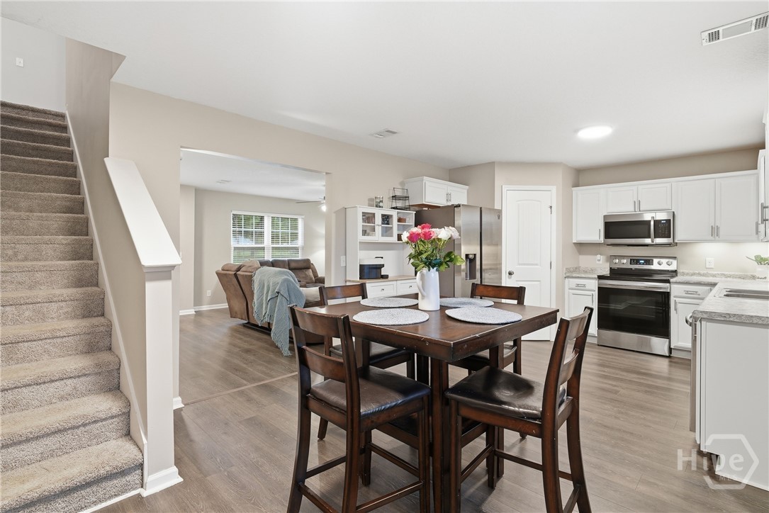 kitchen and dining area
