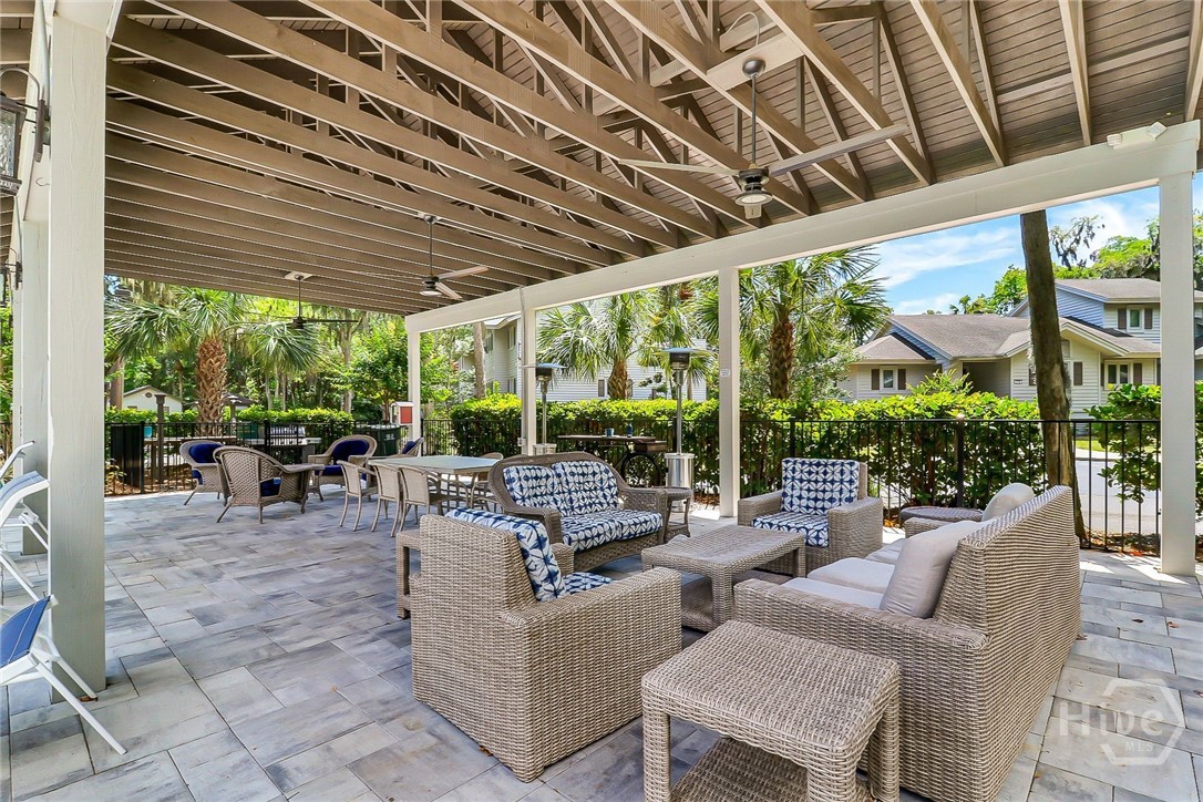 Pavilion pool entertaining area and seating