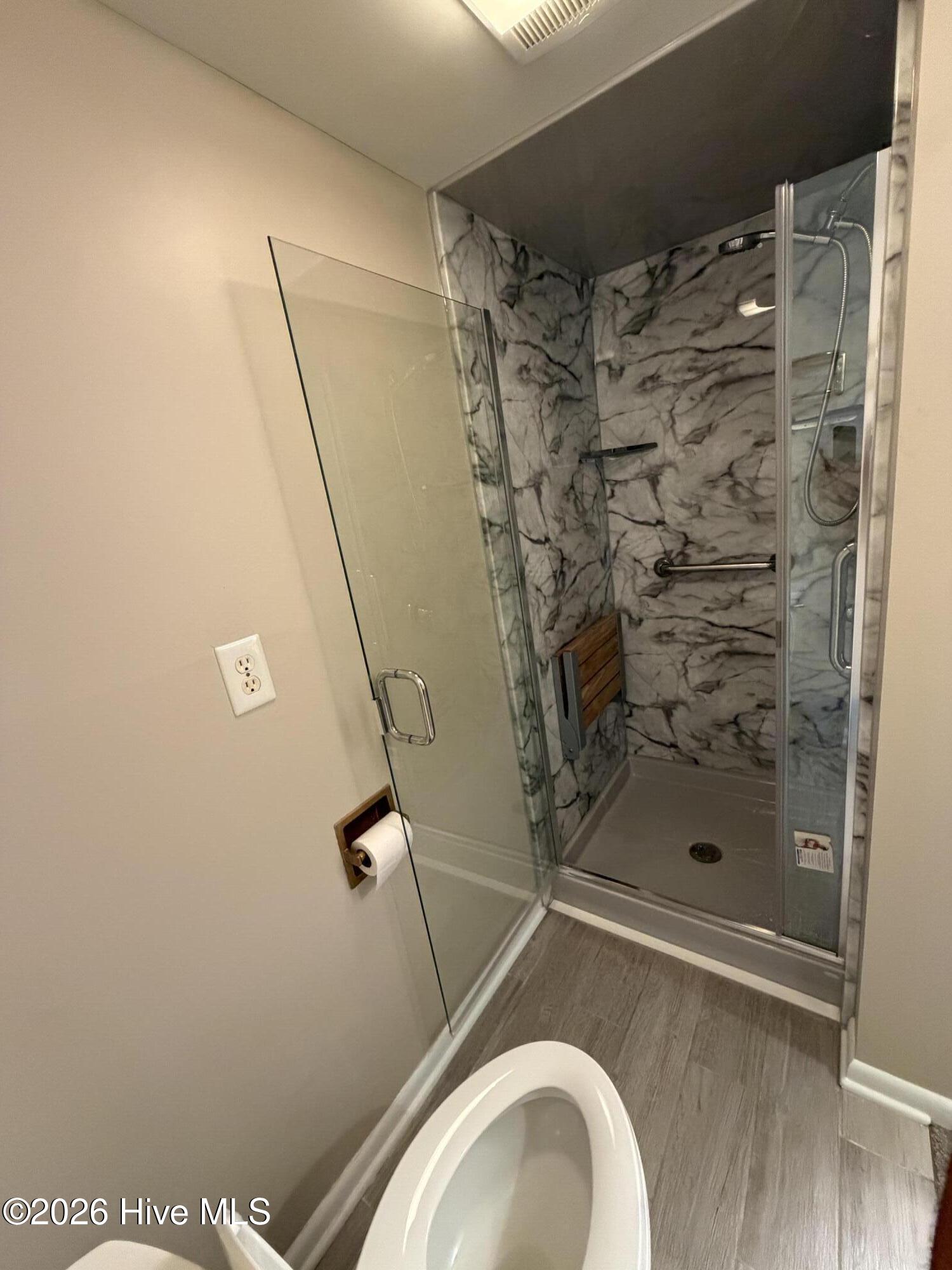 New tile shower in master bathroom.