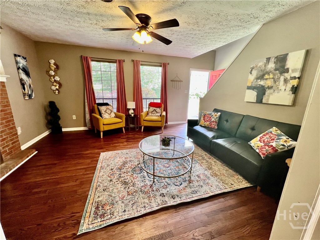 Living room with lage front windows