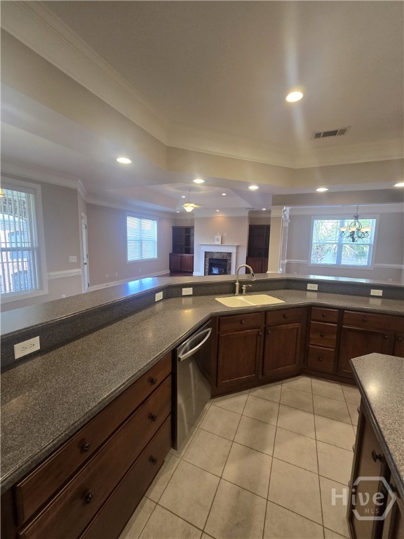 kitchen view w/wrap around bar
