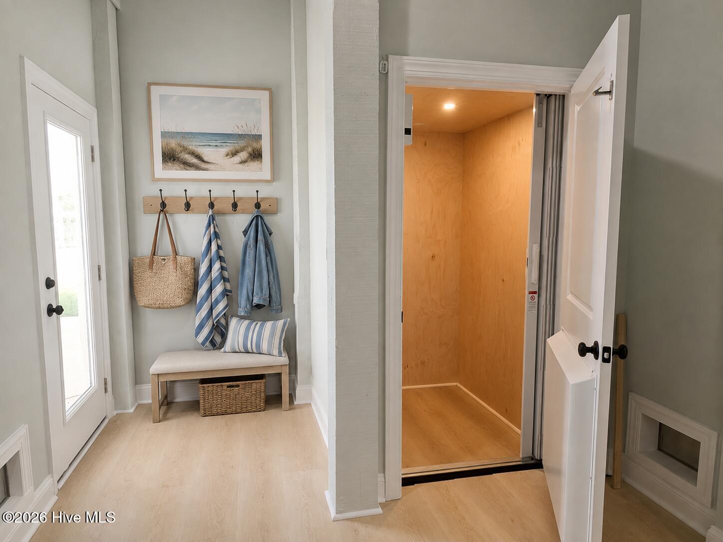 Virtually staged photo of entry space