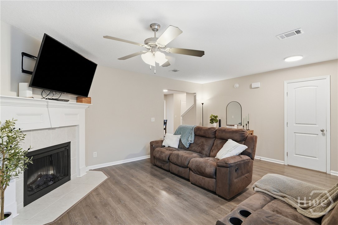living room with fireplace