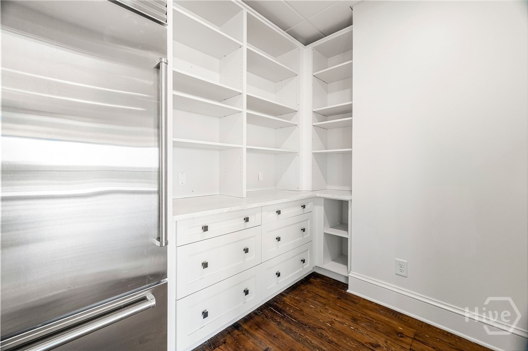 Hidden walk in pantry.