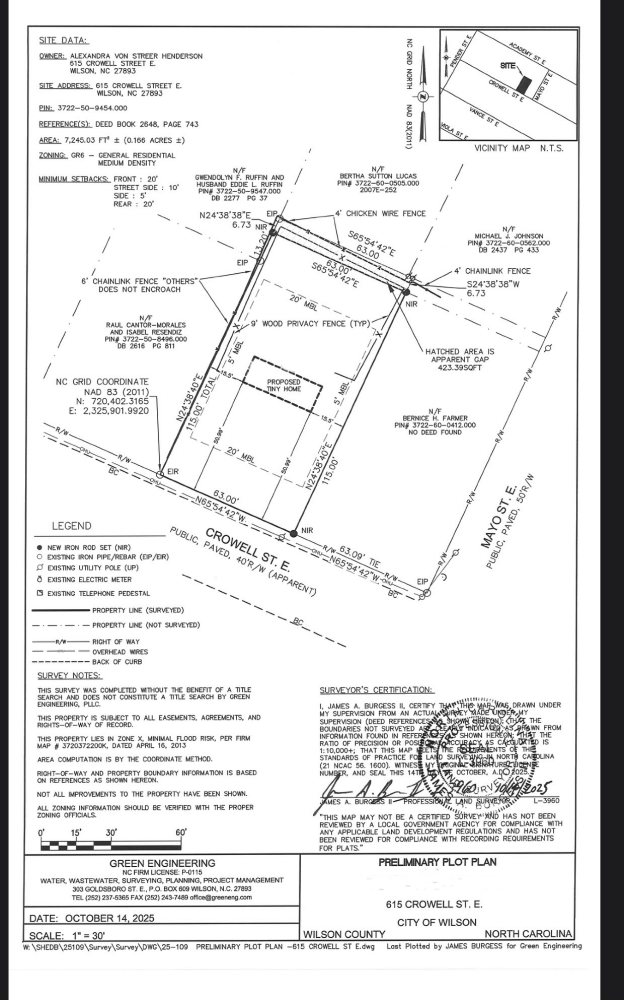 Recent Survey w Tiny Home Proposal