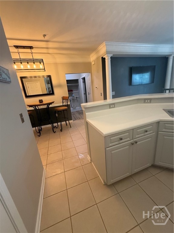 kitchen looking to the dining area