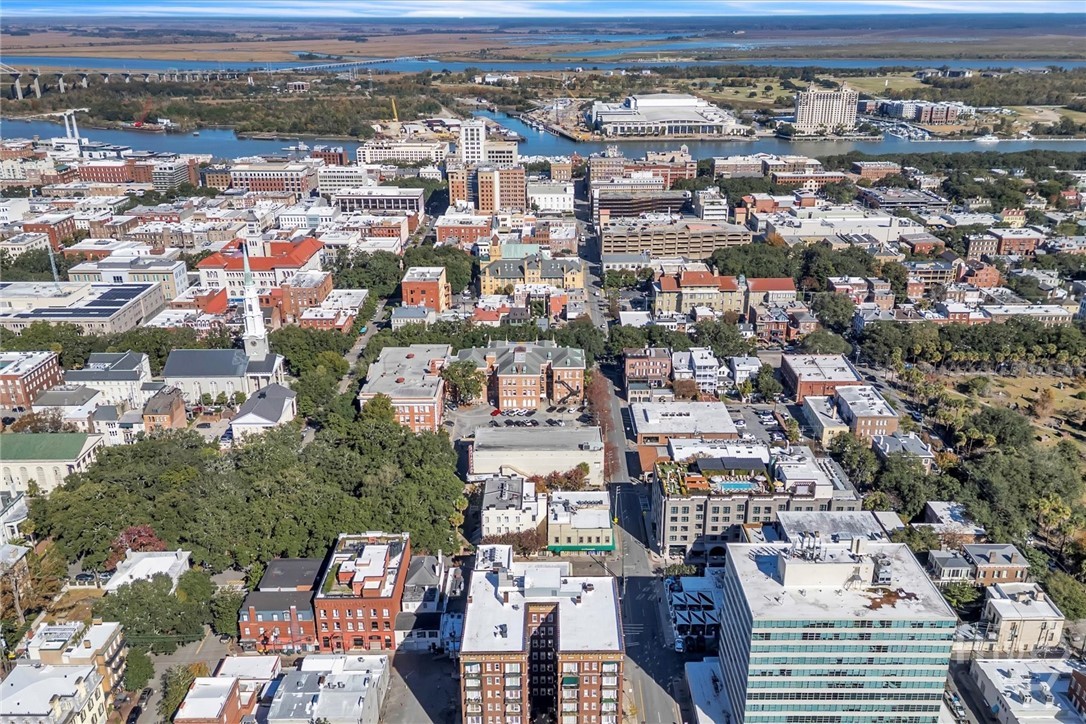 Aerial view of the building placement in the Historic District