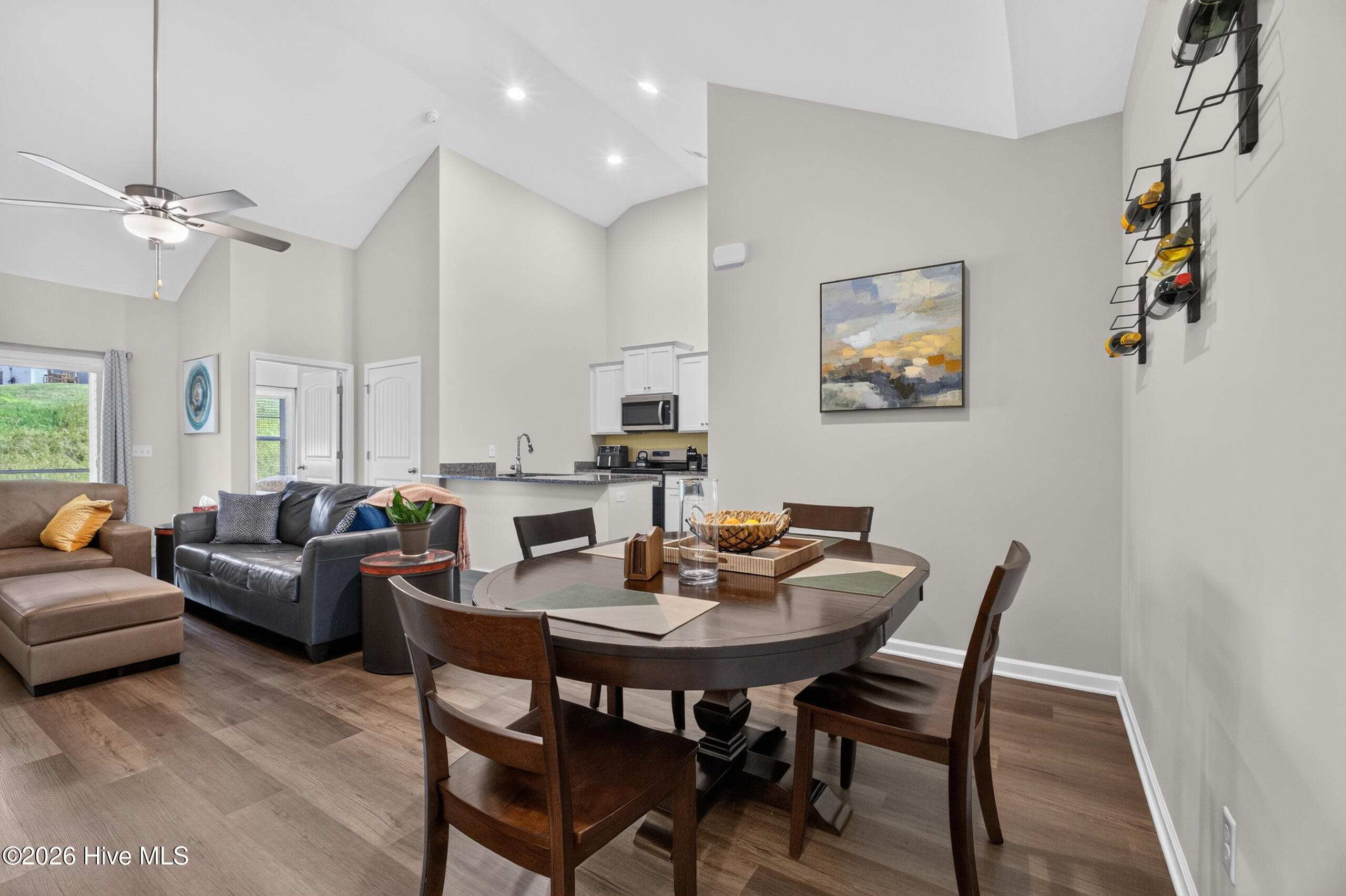 Dining area view / recessed lights