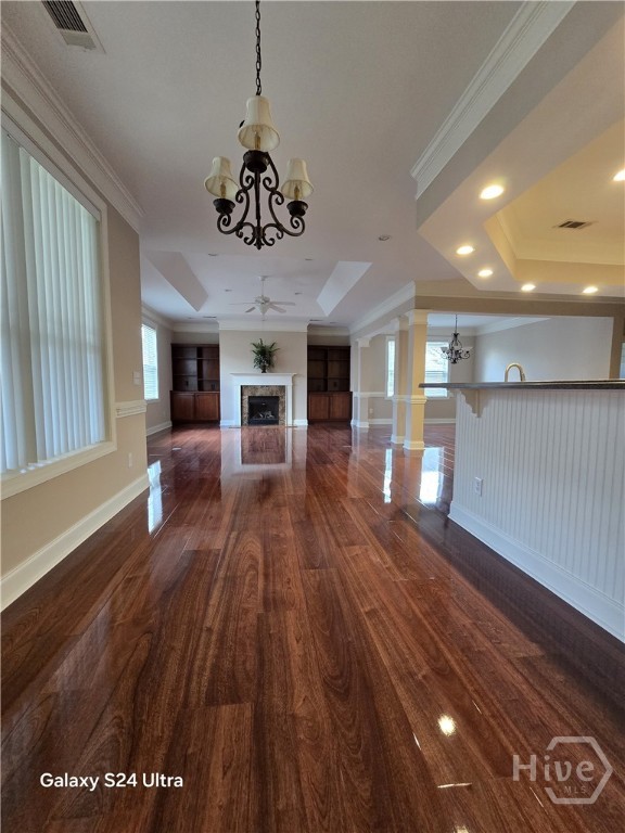 view from breakfast area to Fireplace