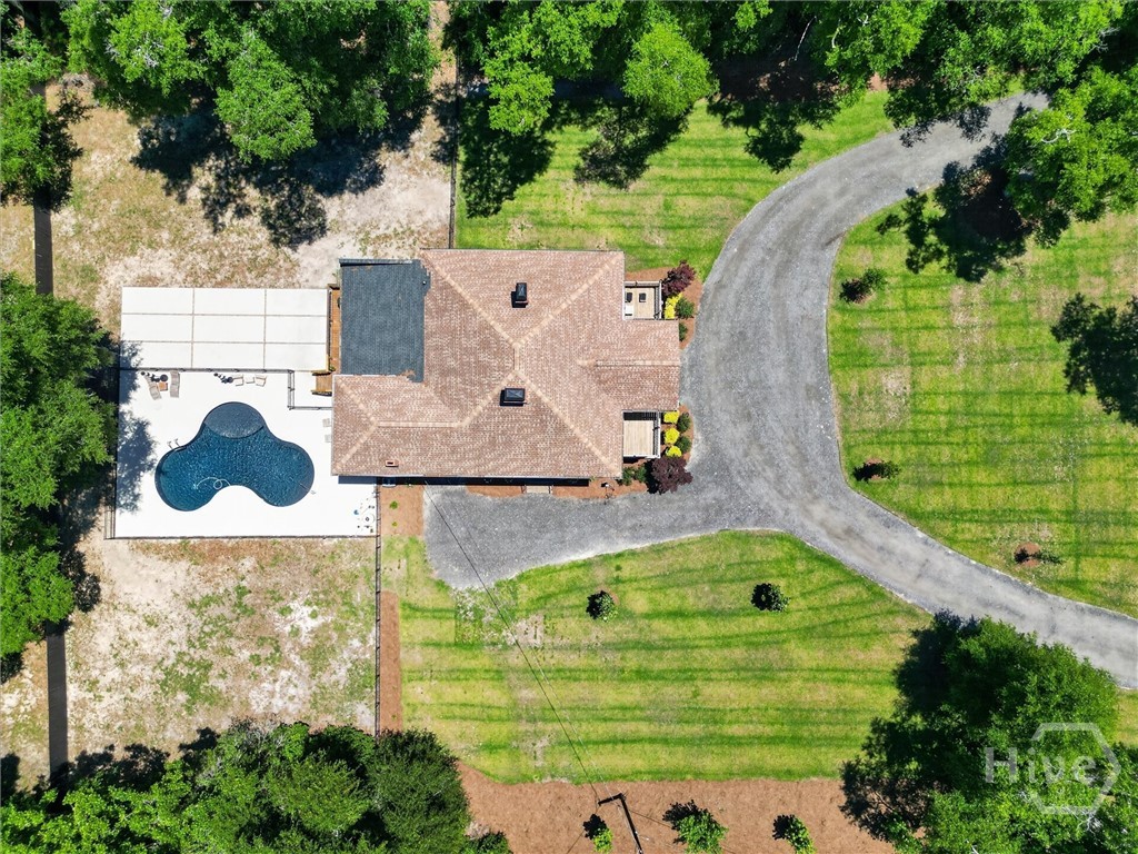Overhead view of lot and pool