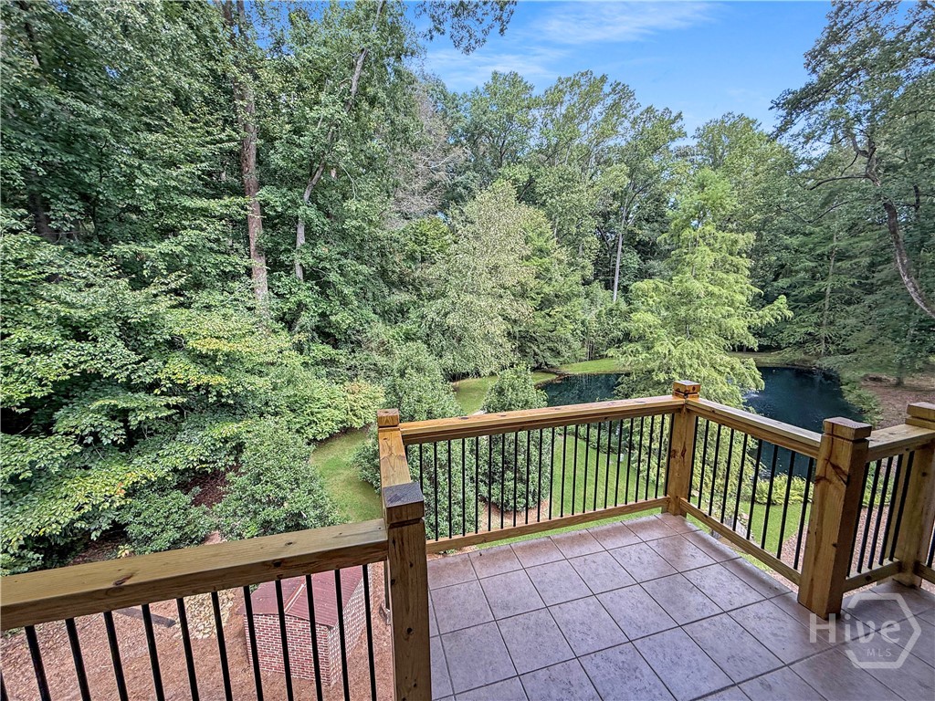 Views are amazing overlooking nature and see the pond and hear the water fountain