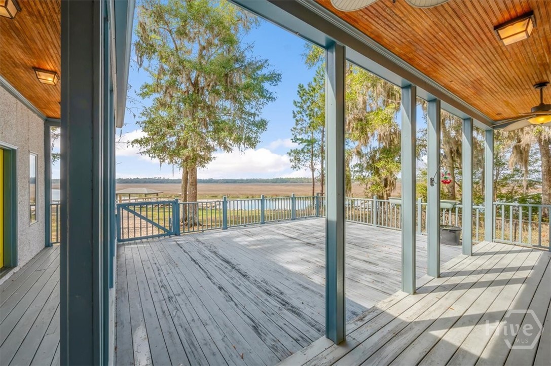 Back Deck and Covered Overhang with stained tongue and groove ceiling