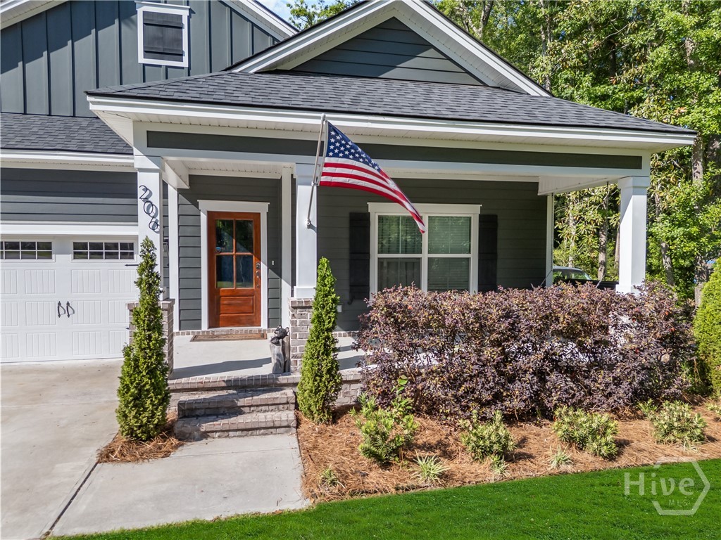 Front porch with a swing