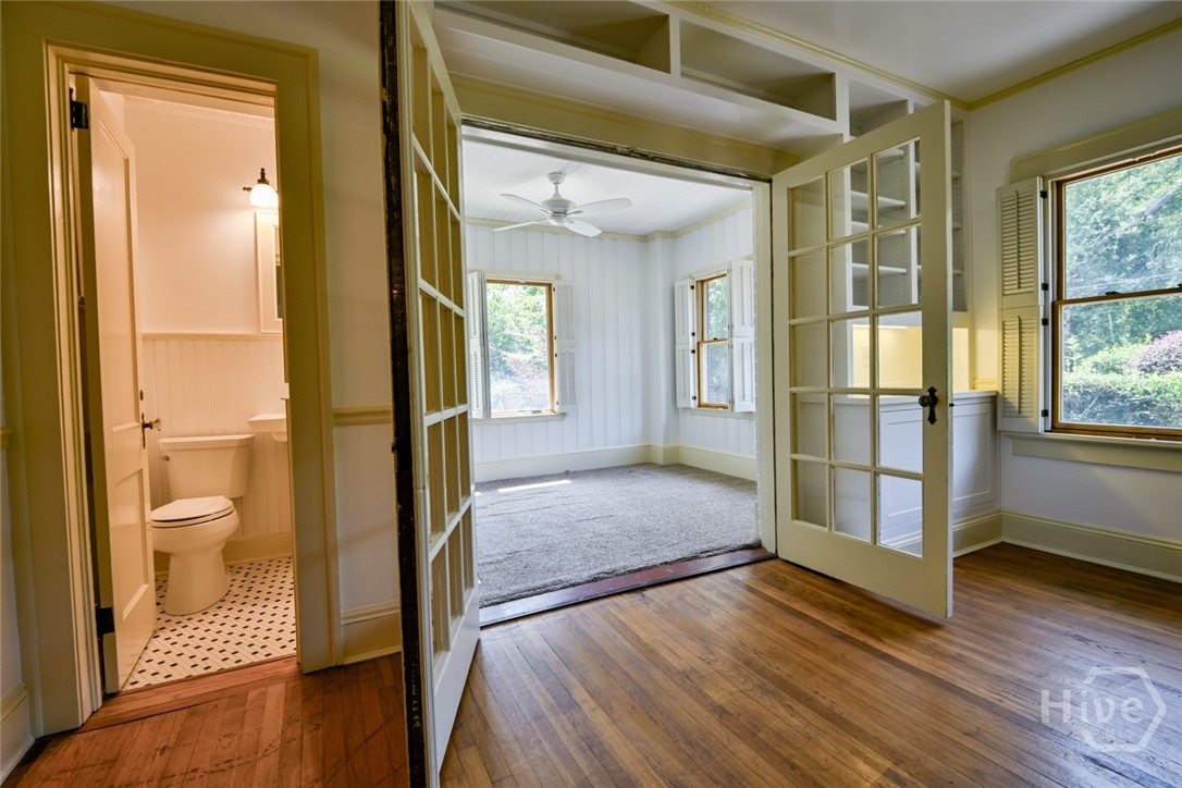 Powder Room and French Door entrance to office/bed