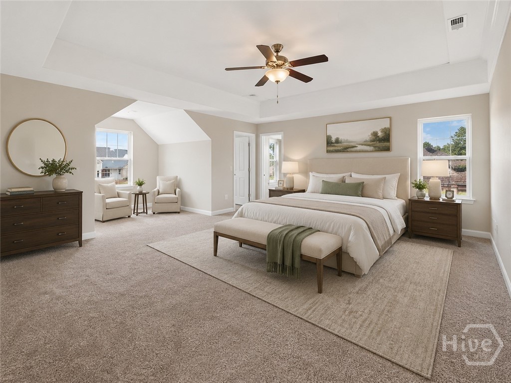 Virtally staged master bedroom