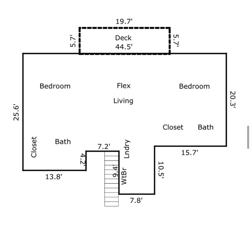 2nd floor. To the right of the stairs is the gallery kitchen featuring mini fridge, microwave, sink.