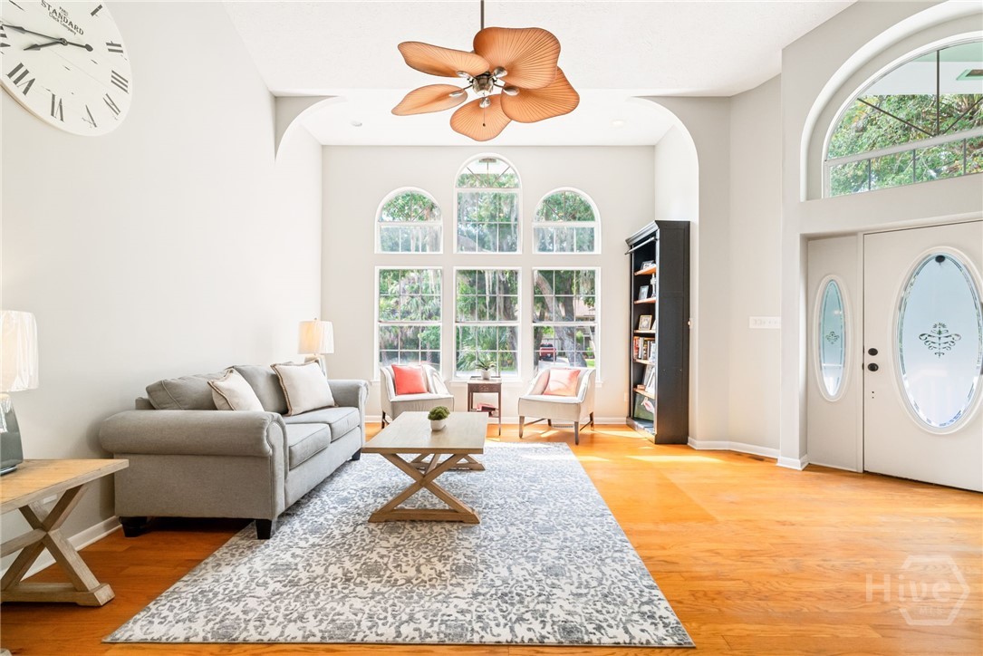 Open Concept Oversized Living Room Features Vaulte