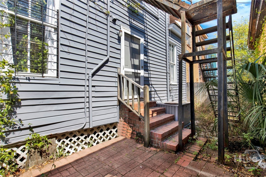 Backyard with staircases from Apartment 
