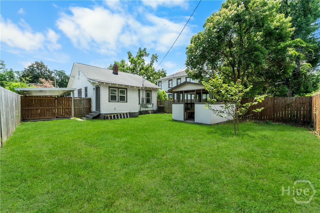 fully fenced backyard