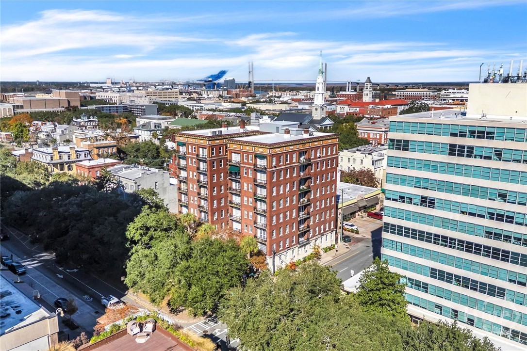 Aerial view of the building