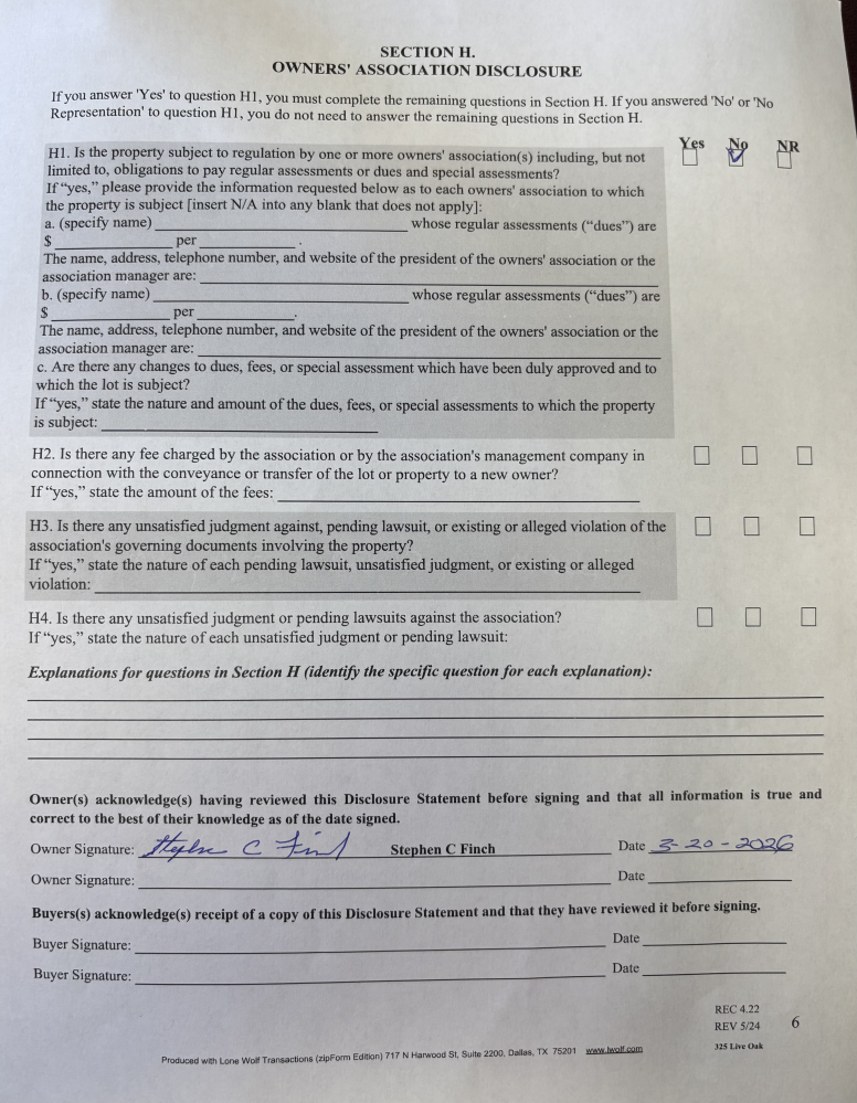 Residential Property Disclosure page6