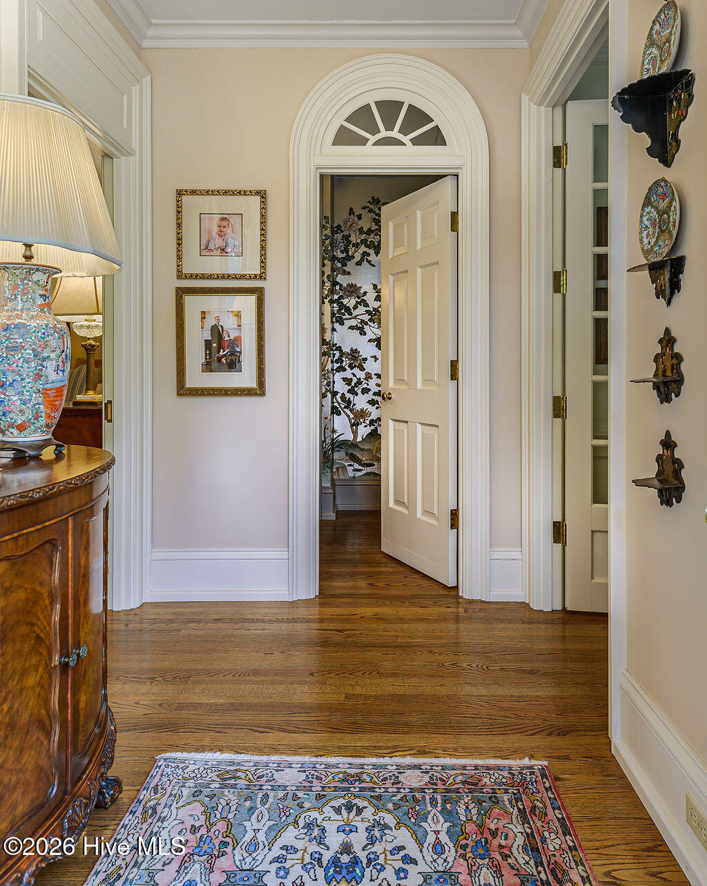 Solid-wood interior doors with original brass hardware