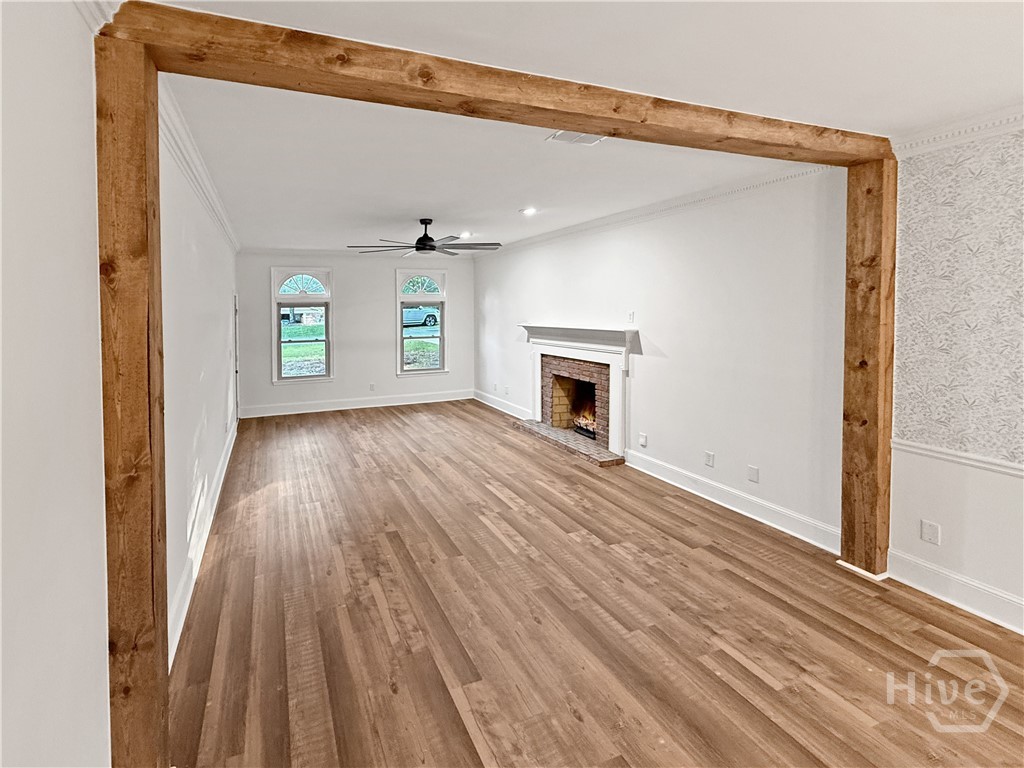 Great Room wood stain beam accent