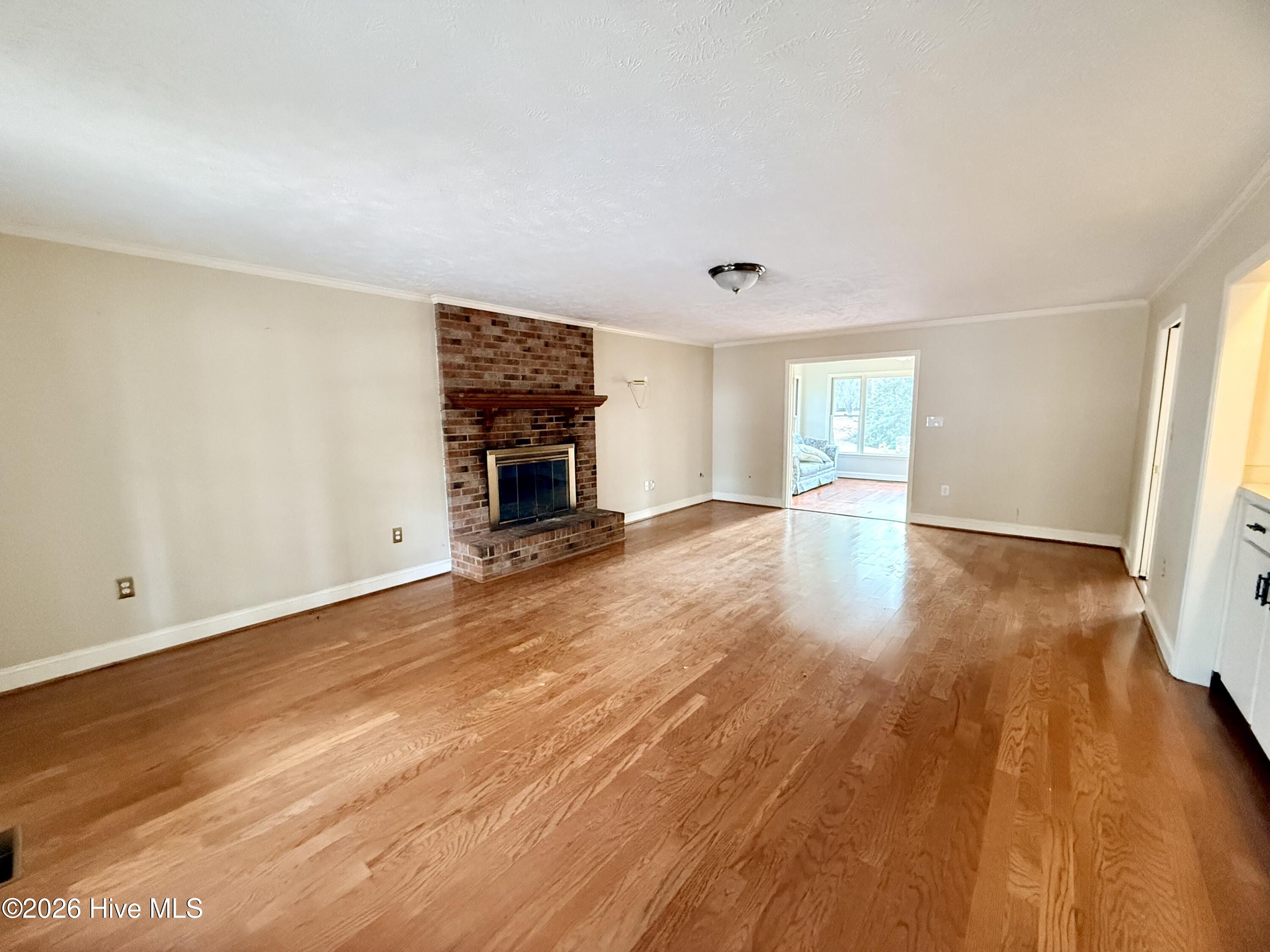 Large family room with fireplace