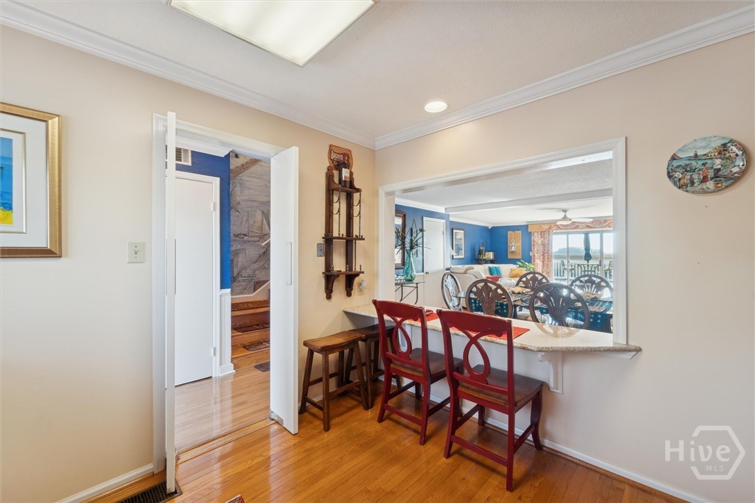 Casual seating for two in the kitchen area.