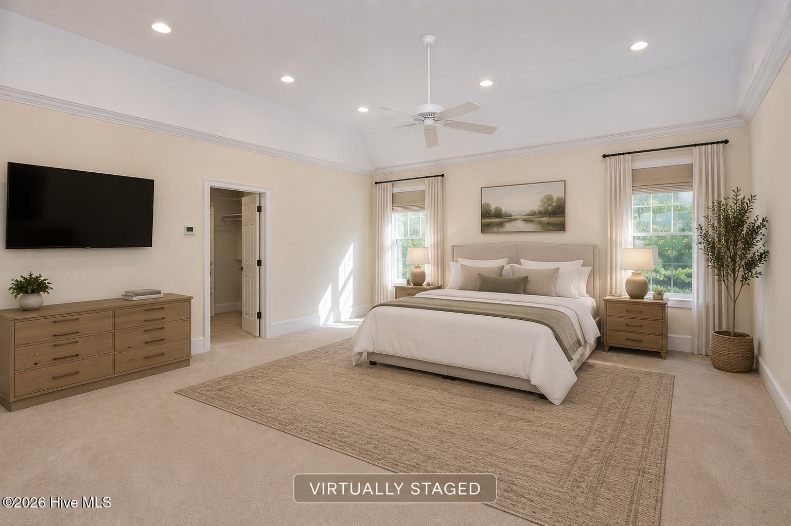 Primary bedroom virtually staged
